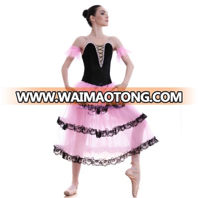 Pink romantic-length ballet tutu dress for girls and women ballerina costume 18004-1